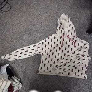 Scout off-white Japanese dolls graphic pattern long sleeve hooded sweatshirt ML
